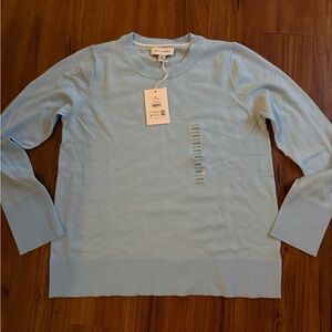 Free Assembly Lightweight Crew Neck lt blue Sweater Md Spring Summer Workwear